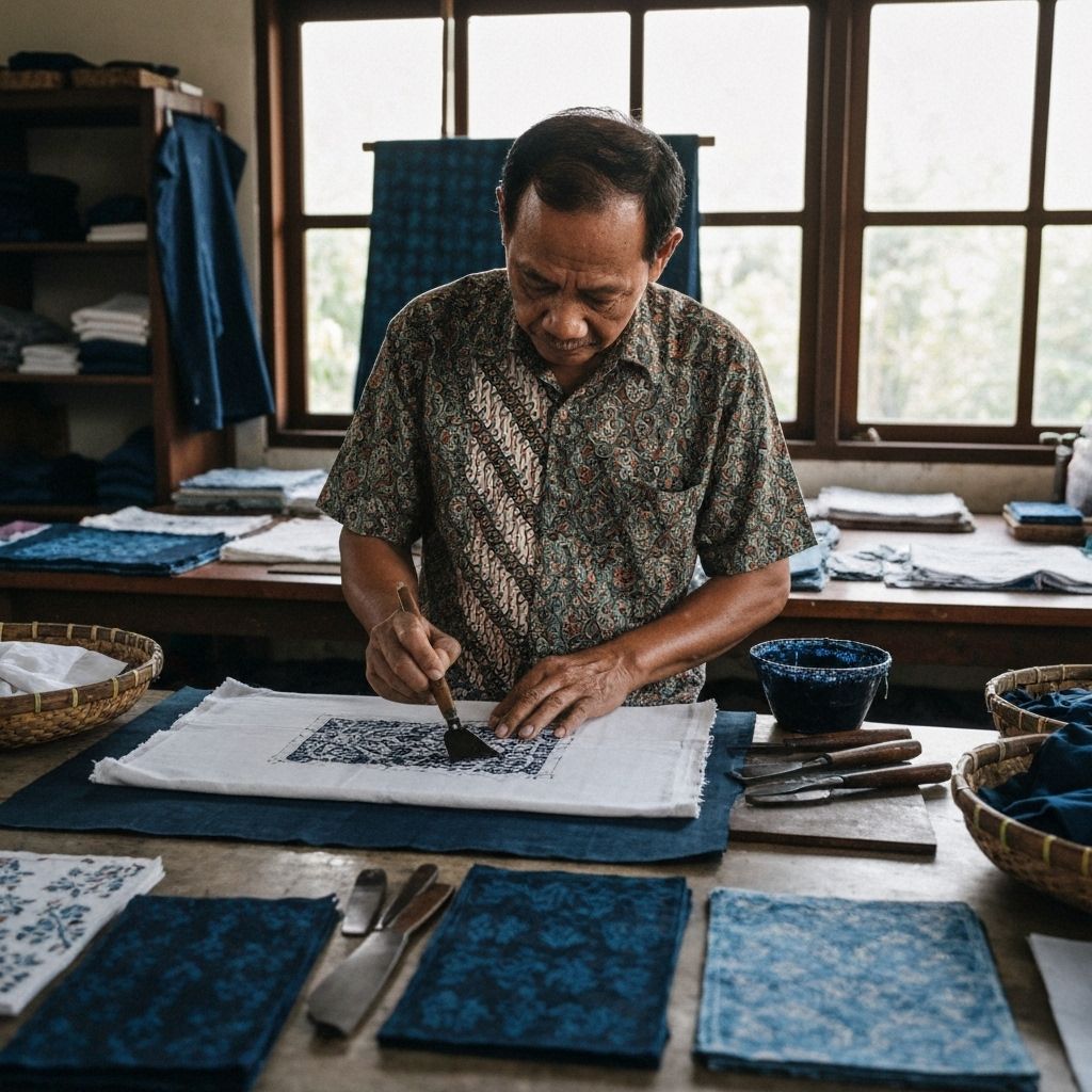 Artisan creating batik